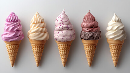 Creamy ice cream in a waffle cone, close-up showcasing indulgence
