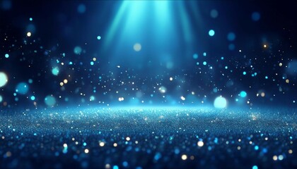 flickering particles with bokeh effect over glitter light blue particles stage
