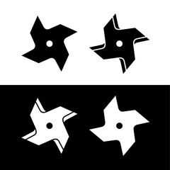 Meat grinder knife icon. Symbol of chopping, mincing or ground meat. Cutting knife with 4 blades. Ninja sprocket, throwing weapon. Part of a mechanical or electromechanical tool for chopping food.