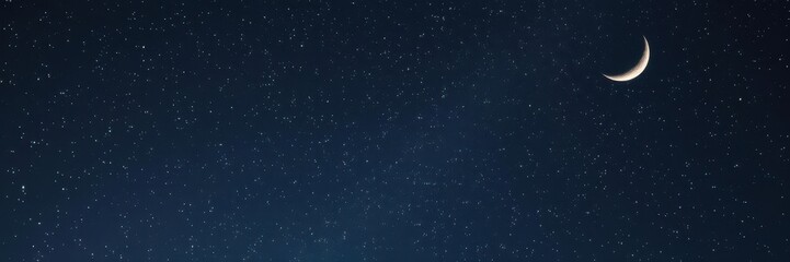 Obraz premium Starry night sky with twinkling stars and a crescent moon, moon