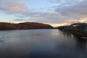 sunset over the Delaware River