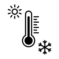 Thermometer with sun and snowflake icon