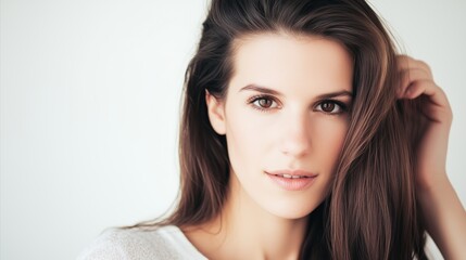 Fototapeta premium Woman with brown hair and brown eyes