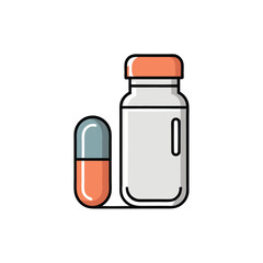Fototapeta premium a minimalist icon set featuring a pill and a medicine bottle