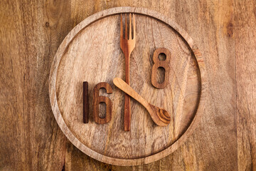 Intermittent fasting benefits. Intermittent fasting concept 16:8.