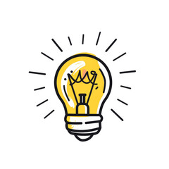 Cute minimal hand drawn vector doodle of a light bulb NO BACKGROUND PNG