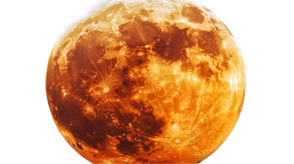 Majestic Orange Moon Illuminating the Night Sky in Cosmic Beauty