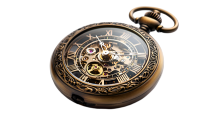 Antique Brass Pocket Watch with Ornate Design and Steampunk Style