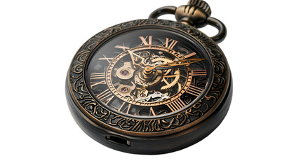 Vintage Brass Pocket Watch with Steampunk Design and Intricate Details