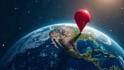 American continent with a location pin symbol