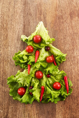 Vegan Christmas and Veganuary concept. Vegan Holiday Tree