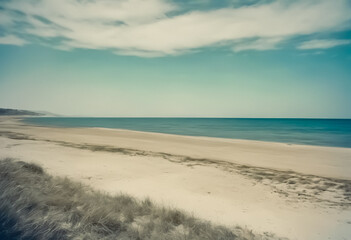 beach and sea against simple background with space for text