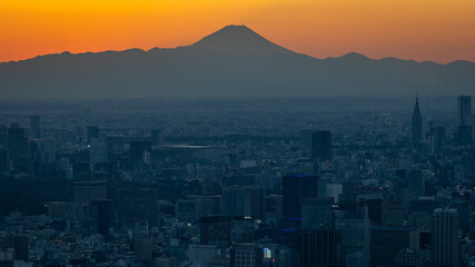 Tokyo Japan Sunset with Fuji