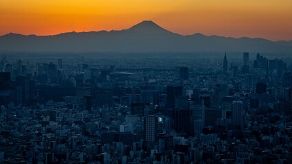 Tokyo Japan Sunset with Fuji