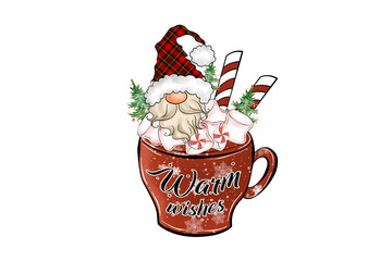 Warm wishes, Christmas Gnome sublimation design