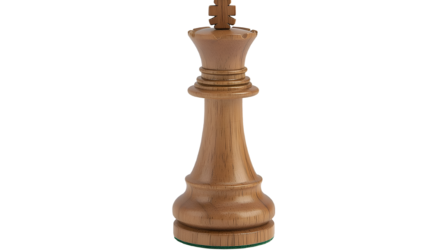 Wooden King Chess Piece on Board Game Strategy in Competitive Chess Tournament