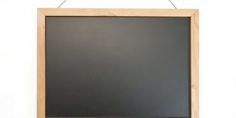 Empty blackboard isolated on white background with wooden frame, blank