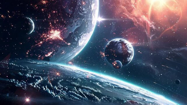 A space exploration game allows players to explore distant planets and galaxies complete with stunningly realistic visuals and intergalactic battles.