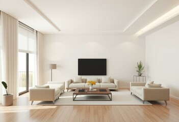 Fototapeta premium Modern minimalist living room design