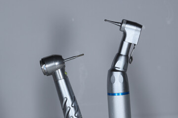 In dental treatments, a rotary dental handpiece used for tooth tissue cutting and cavity treatments in dental dentistry. © UniqDream