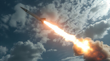 A missile defense system launching an interceptor during a test operation.