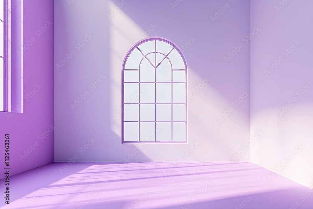Fototapete interior wall background, studio and backdrops show products. with a window shadow in white and purp