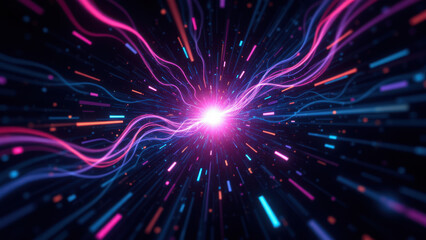 Fototapeta premium A vibrant visual representation of a Retrieval Augmented Generation (RAG) process with flowing energy patterns.