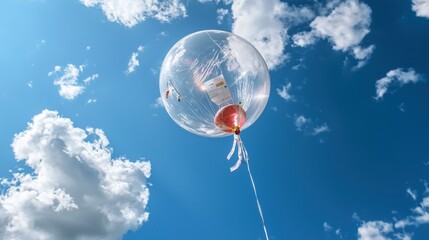 Weather balloon launch in clear blue sky aerial view of atmospheric experiment outdoor photography science concept