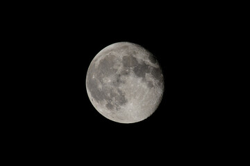 Full Moon Lunar Surface Photography in a Black Night Sky