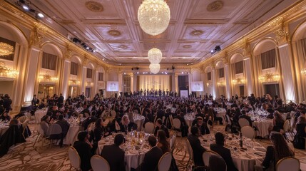 Grand ballroom filled with people at a formal event. (2)