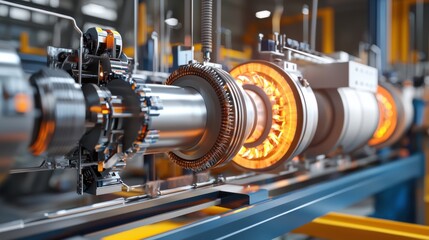 Fototapeta premium Turbines spinning at a modern power generation plant industrial facility energy production clean energy environment