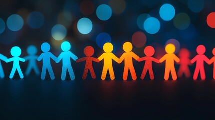 Abstract human forms standing in a connected design, symbolizing unity, teamwork, and the collective pursuit of shared ambitions.