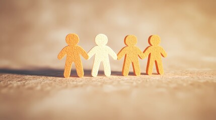 Abstract human forms standing in a connected design, symbolizing unity, teamwork, and the collective pursuit of shared ambitions.