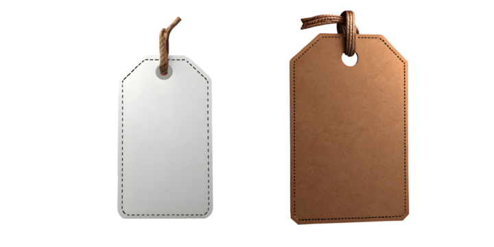 set of price tags on transparent background