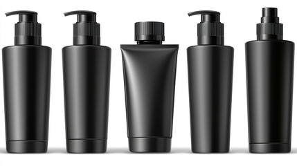 Minimalist black tubes displayed on clean white background for product branding