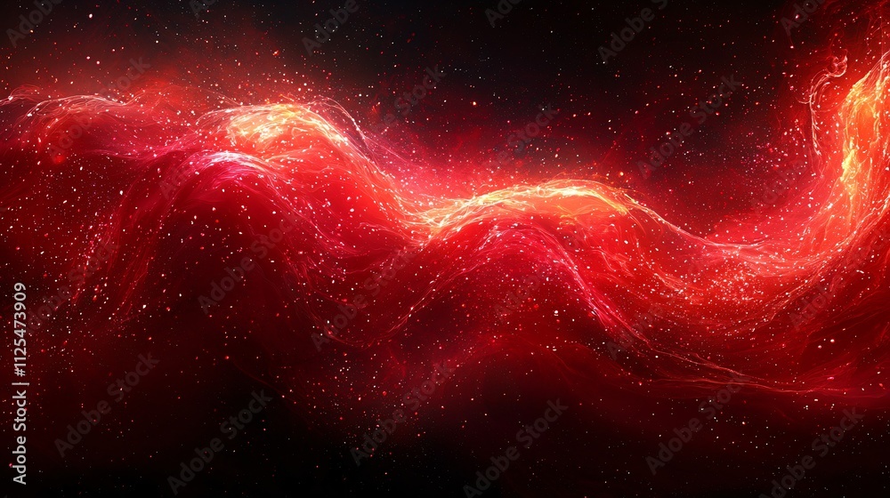 Sticker fiery red cosmic nebula abstract space background texture