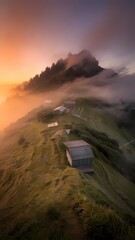 sunset in the mountains