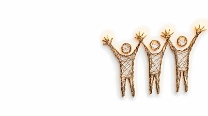 Fototapeta premium Abstract shapes of people working together, symbolizing group effort, teamwork, and the achievement of shared objectives.