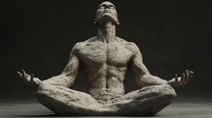 A man is sitting in a pose that looks like he is meditating