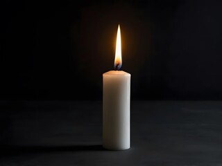 Burning White Candle in Dark   Hope  Remembrance  Peace