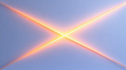 Two crossing lines of light creating a glowing x shape on a soft purple background