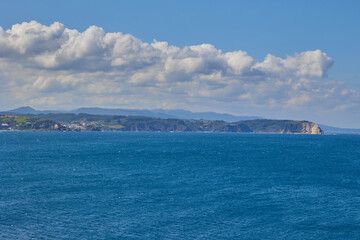 Fototapeta premium View of the Cantabrian Sea and the rocky steep coast from the observation deck