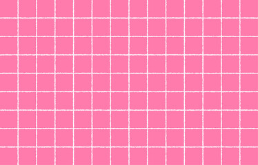 手書き感のあるシンプルなチェック柄（ピンク背景）、グラフチェック、ラインチェック、方眼、背景素材