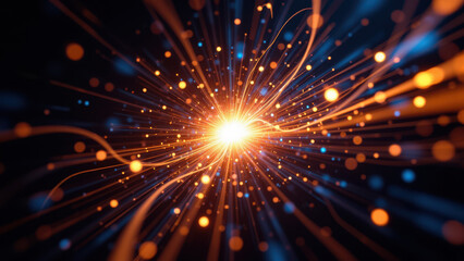 Naklejka premium RAG, Retrieval Augmented Generation - An artistic digital illustration of a sparking network, symbolizing energy and connectivity.