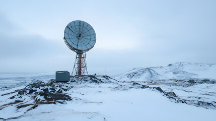 A U.S. Army radar station in Greenland monitoring Arctic airspace under icy conditions.
