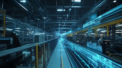 Fototapeta premium Real-time IoT data analysis of production lines with predictive maintenance insights