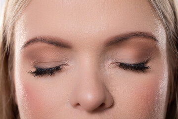 Closeup view of Glamorous Glittery Makeup and the Essence of Relaxed Beauty and Style