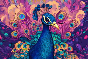Fototapeta premium peacock with colored background