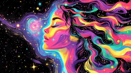 Vibrant Abstract Background with Ripples and Constellations