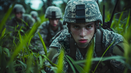 Soldiers participating in jungle survival training on a U.S. Army base in Thailand.